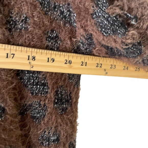 Bydesign Women's Size Large Brown Fuzzy Leopard Print Open Front Cardigan - Picture 6 of 7